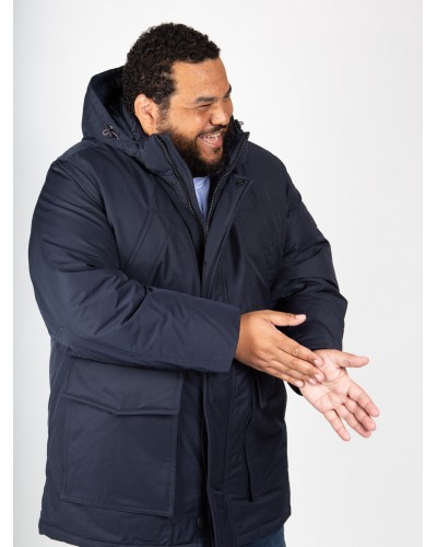 Parka à capuche amovible Tommy Hilfiger grande taille bleu marine