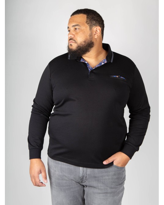 Polo jersey manches longues Maneven grande taille noir