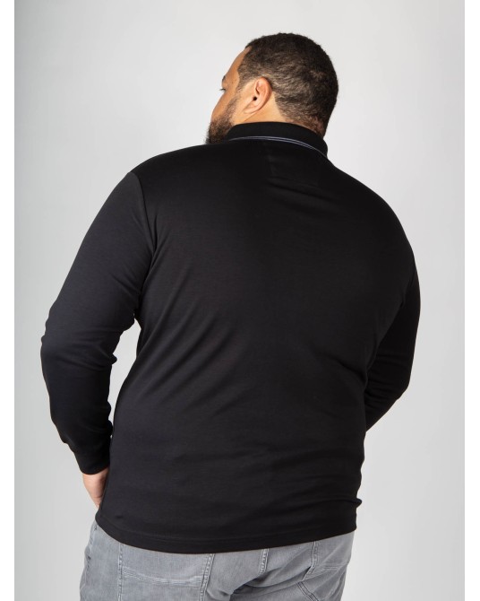 Polo jersey manches longues Maneven grande taille noir