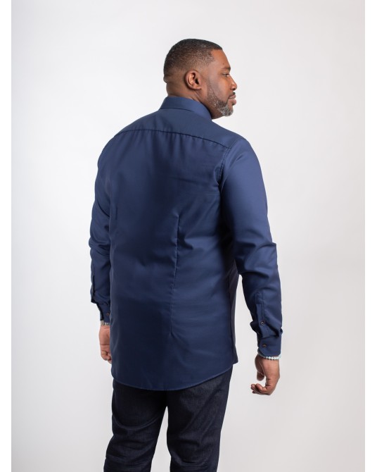 Chemise piqué Maneven manches extra-longues 72 cm bleu marine