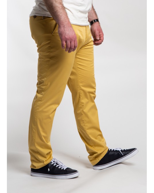 Pantalon chino Bugatti grande taille jaune