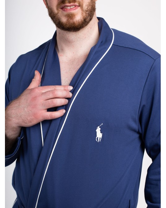 Robe de chambre en jersey Ralph Lauren grande taille bleu