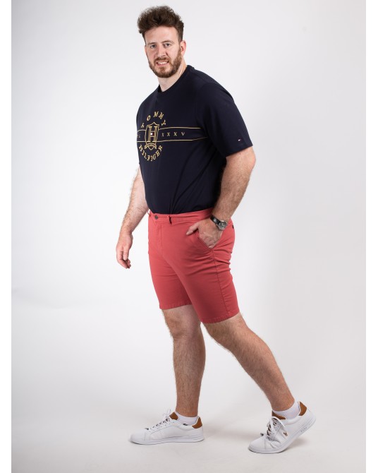 Short chino armuré 1214 grande taille rouge