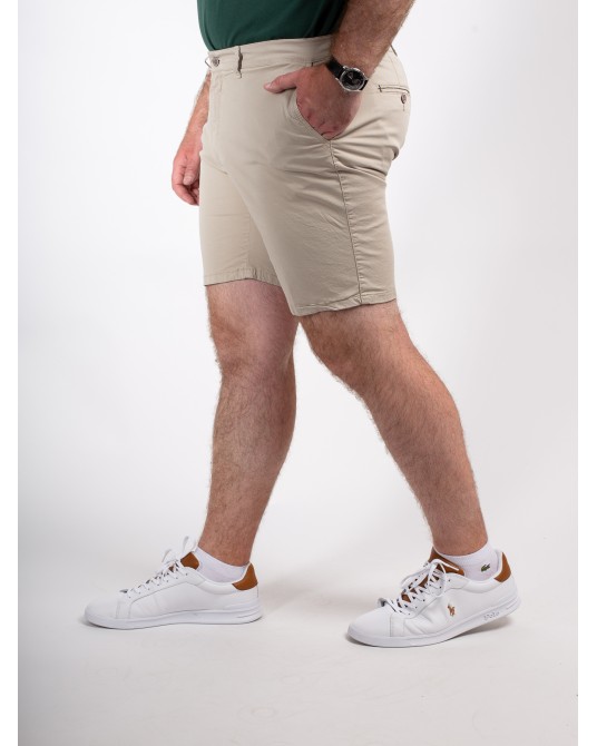 Short chino 1214 grande taille gabardine beige