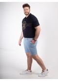 Short chino 1214 grande taille gabardine bleu ciel