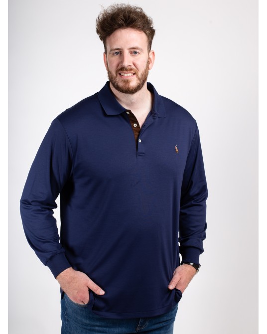 Polo manches longues jersey Ralph Lauren grande taille bleu marine