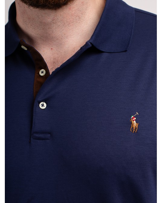 Polo manches longues jersey Ralph Lauren grande taille bleu marine