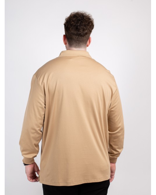 Polo manches longues jersey Ralph Lauren grande taille beige