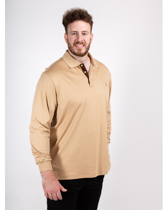 Polo manches longues jersey Ralph Lauren grande taille beige