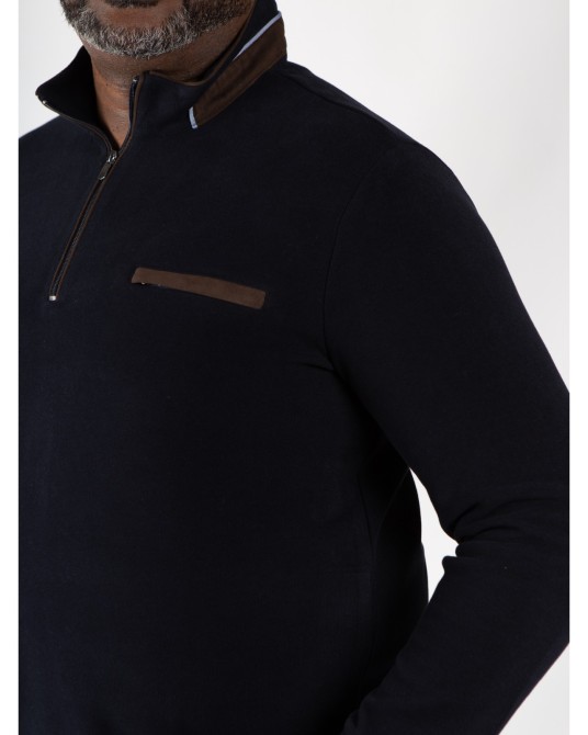 Sweat col camionneur Maneven grande taille bleu marine