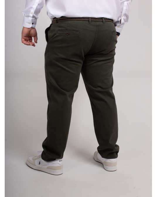 Pantalon chino 1214 grande taille avec ceinture vert kaki