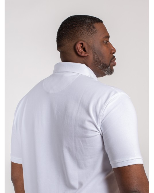 Polo piqué stretch Casa Moda grande taille blanc