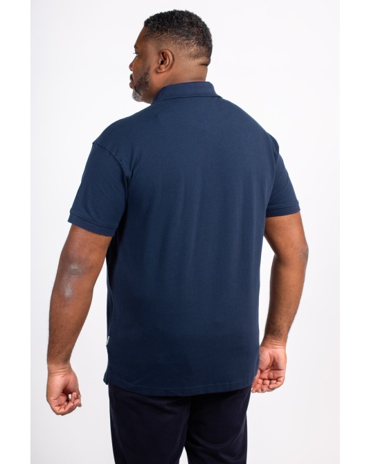 Polo piqué North 564 grande taille brodé bleu marine