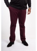 Pantalon chino sergé 1214 grande taille avec ceinture bordeaux