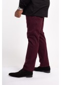 Pantalon chino sergé 1214 grande taille avec ceinture bordeaux