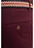 Pantalon chino sergé 1214 grande taille avec ceinture bordeaux