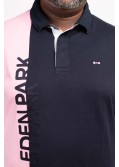 Polo manches longues color block Eden Park grande taille bleu marine