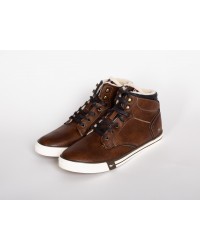 Sneakers montantes fourrées Mustang grande taille cognac