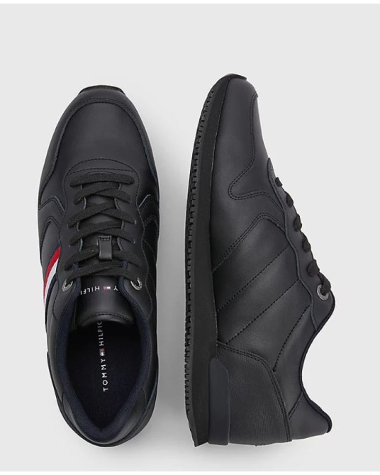 Sneakers Iconic Runner Tommy Hilfigergrande taille en cuir noir