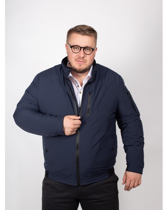 Blouson bord-côtes S4 grande taille bleu marine