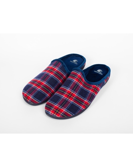 Chausson tartan Soir et Matin grande taille bleu