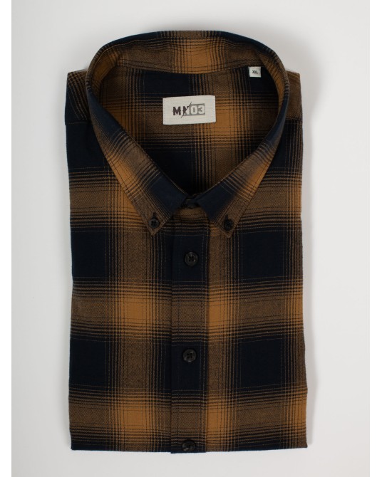 Chemise flanelle MN03 grande taille à carreaux ocre