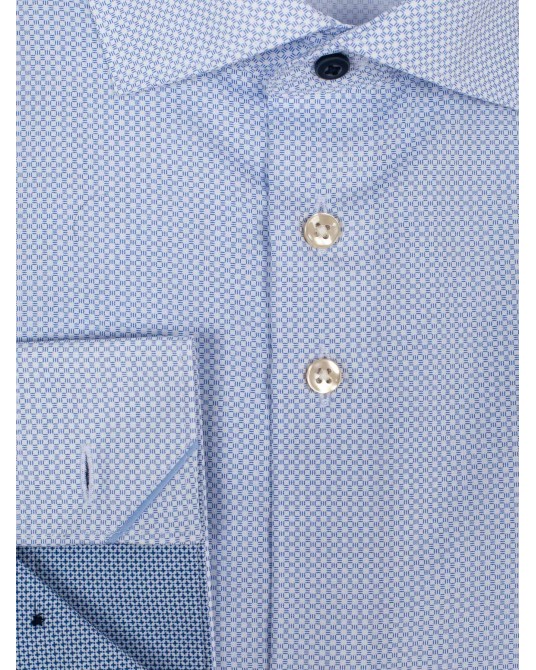 Chemise micro motif J.Ordell manches extra-longues 72 cm bleu 