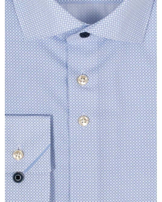 Chemise micro motif J.Ordell manches extra-longues 72 cm bleu 