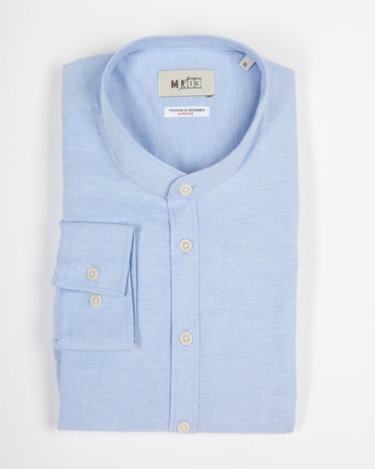 Chemise orxford col mao grande taille bleu