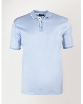 Polo jacquard grande taille bleu ciel