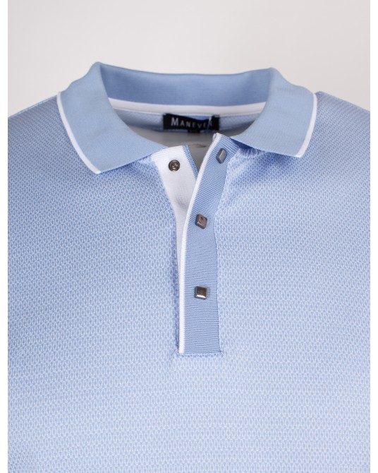 Polo jacquard grande taille bleu ciel