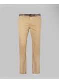 Pantalon chino gabardine grande taille avec ceinture camel