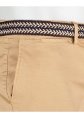 Pantalon chino gabardine grande taille avec ceinture camel