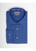 Chemise en lin grande taille bleu roi