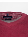 Pull col V grande taille framboise