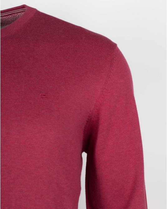 Pull col V grande taille framboise