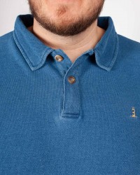 Polo piqué délavé grande taille bleu indigo