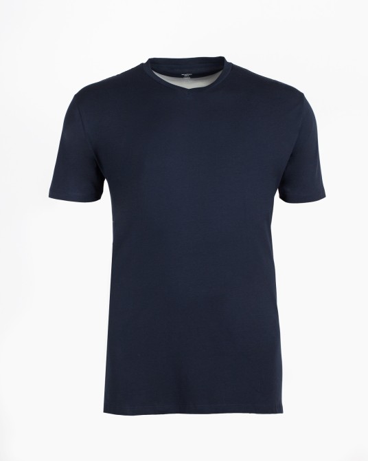 Tee-shirt col V jersey grande taille bleu marine