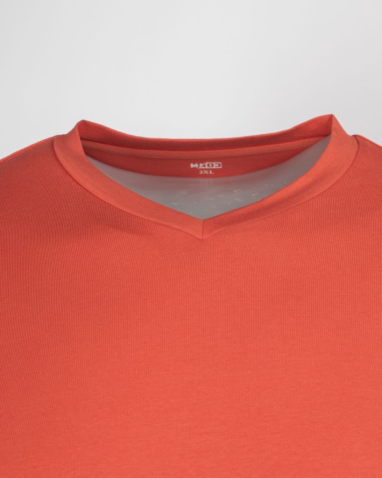 Tee-shirt col V jersey grande taille orange