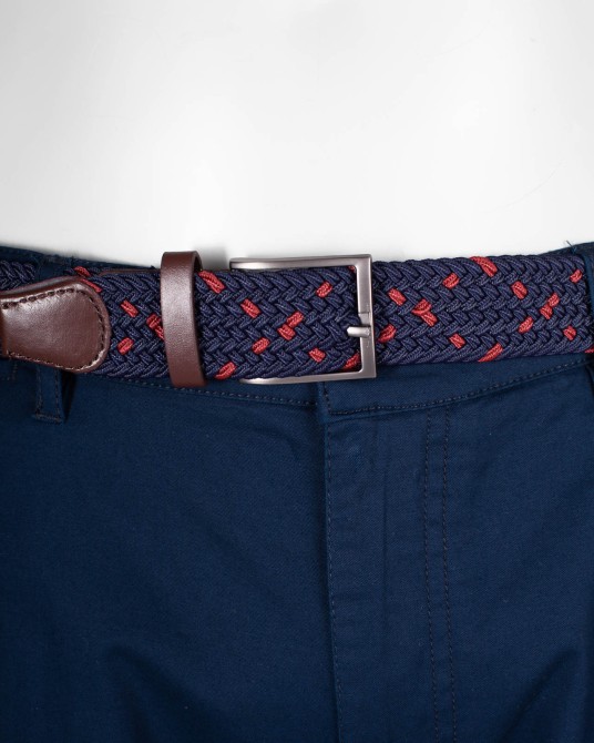 Pantalon chino twill grande taille avec ceinture bleu marine