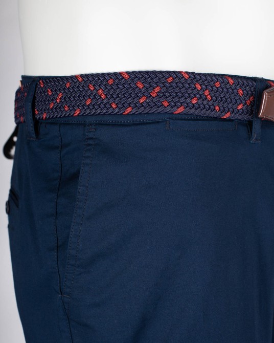 Pantalon chino twill grande taille avec ceinture bleu marine