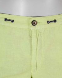 Short chino en coton lin grande taille vert