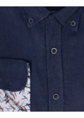 Chemise en lin grande taille bleu marine