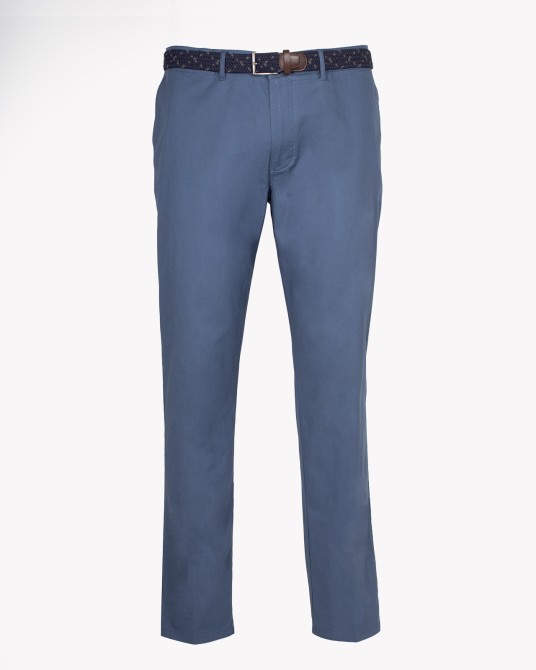 Pantalon chino twill grande taille avec ceinture bleu