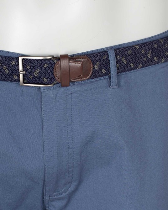 Pantalon chino twill grande taille avec ceinture bleu