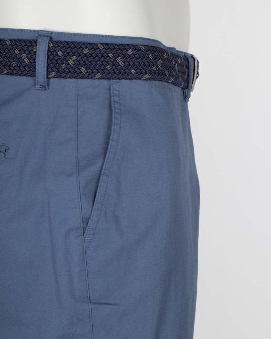 Pantalon chino twill grande taille avec ceinture bleu