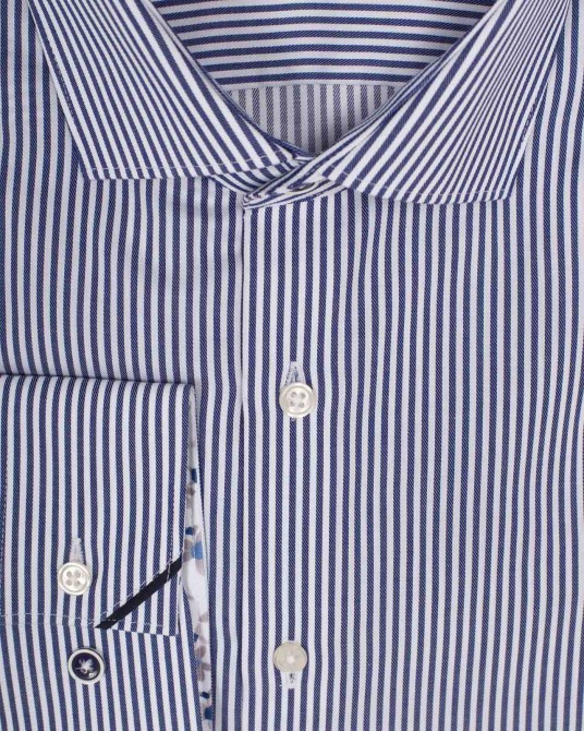 Chemise à rayures bâton grande taille bleu marine