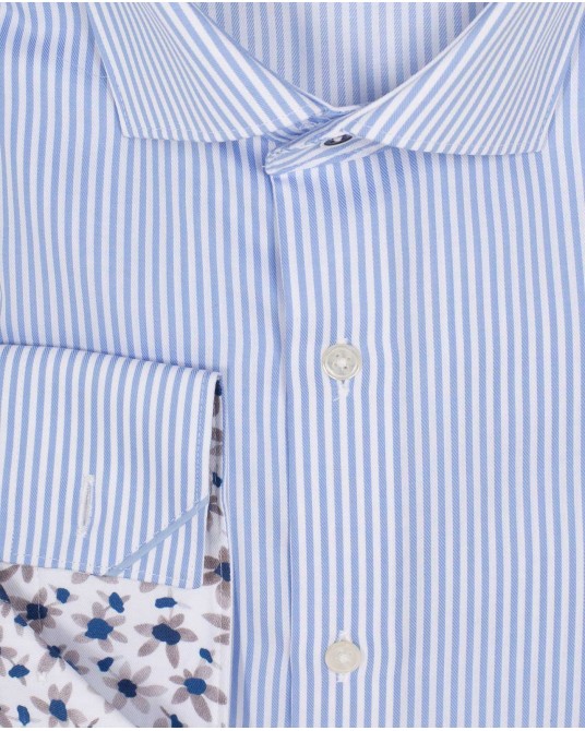 Chemise à rayures bâton grande taille bleu clair