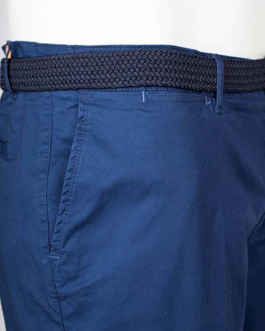 Short chino grande taille avec ceinture bleu