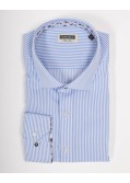 Chemise cintrée manches extra-longues 72 cm à rayures bâton bleu clair